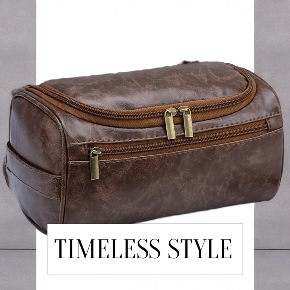 🆕 Classic - Vegan Leather - Toiletry Bag for Men - Coffee Brown